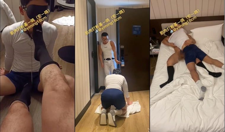 Muscle pile driver Hong Yiming fucks international students in the hotel - Wanke Video