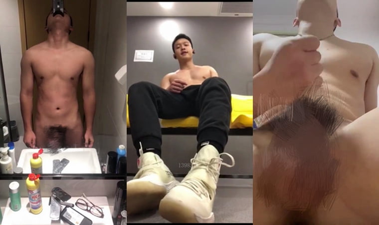 Straight man with thin muscles and huge penis having a solo - Wanke Video