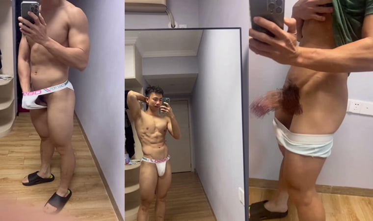 Straight male fitness instructor masturbates with huge penis - Wanke video